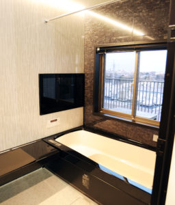 玄関にはインテリアを楽しめる飾り棚と、ガラスブロックで表情豊かな入口に